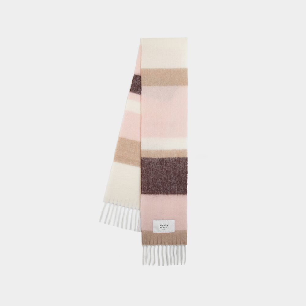Shop Maison Kitsuné Stripes Scarf - Maison Kitsune - Wool - Pink