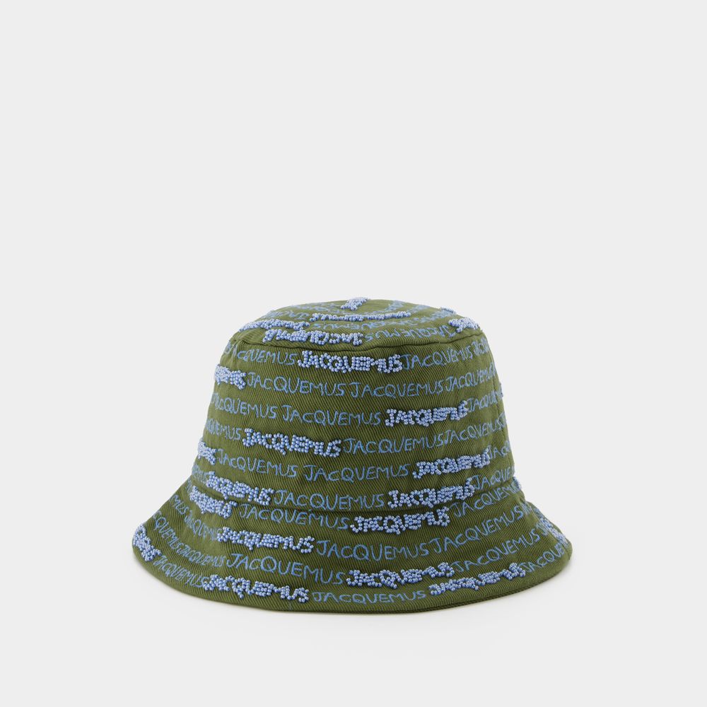 Shop Jacquemus Bordado Bucket Hat -  -  Khaki - Cotton