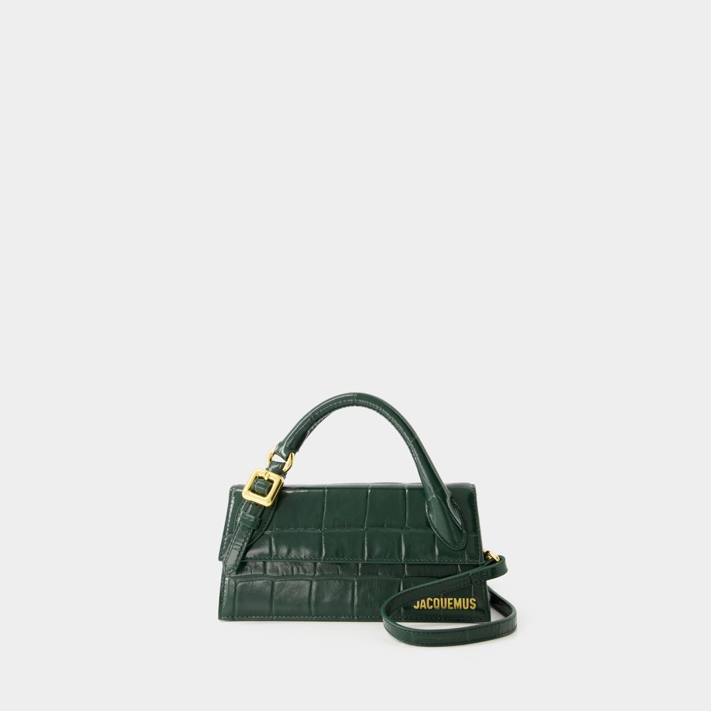 Shop Jacquemus Le Chiquito Long Boucle Bag -  - Leather - Dark Green