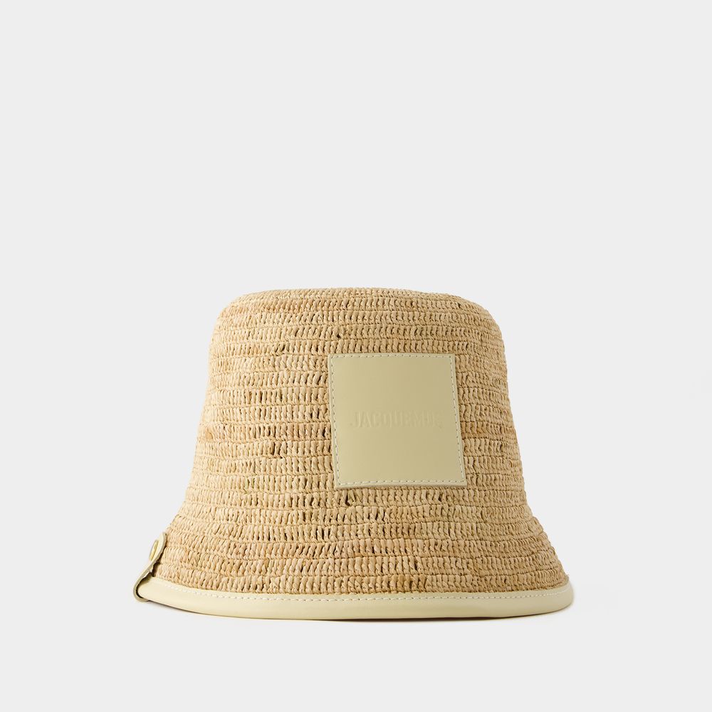 Shop Jacquemus Soli Bucket Hat -  - Raffia - Ivoire In Beige