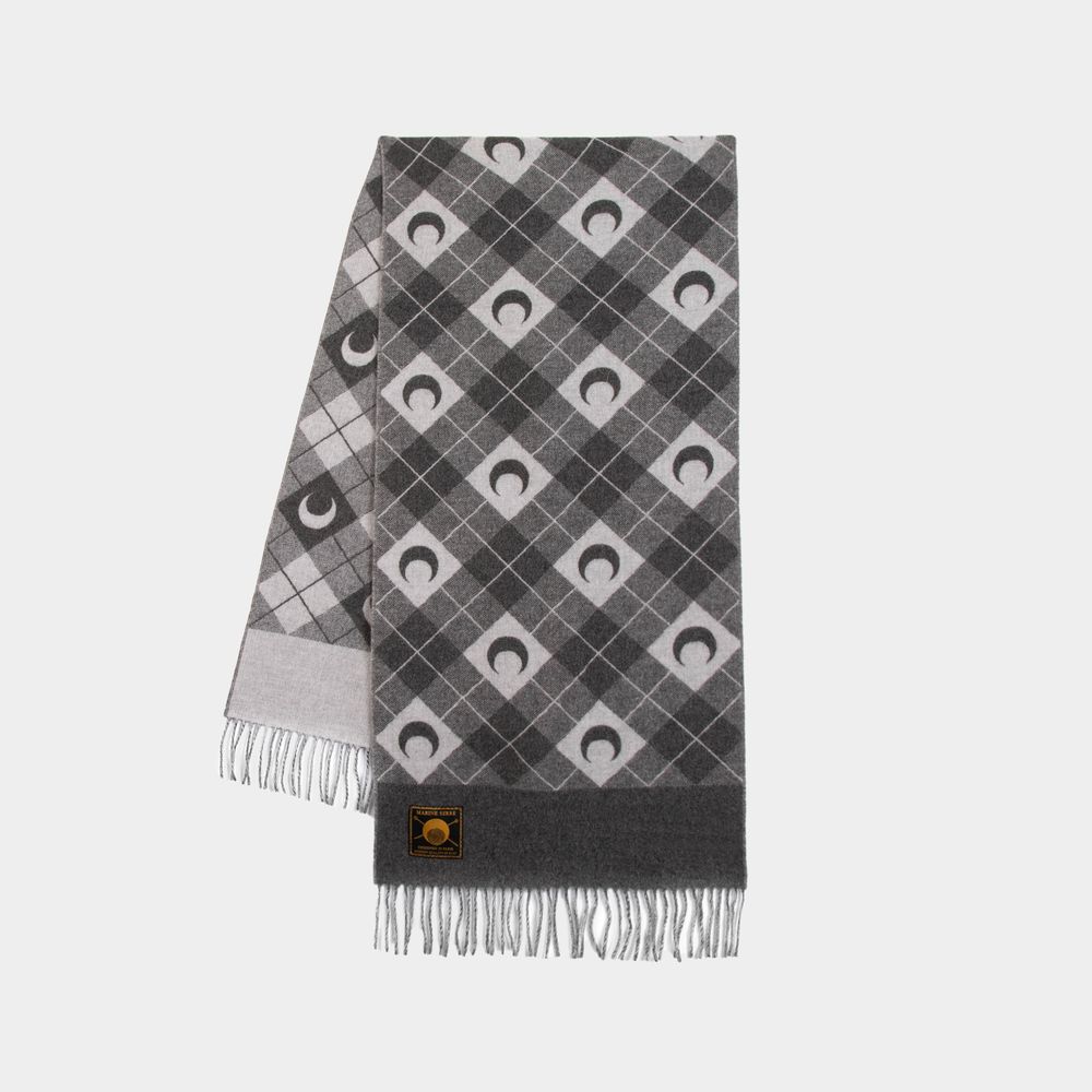 Marine Serre Scarf - - Wool - Light Grey In Grey