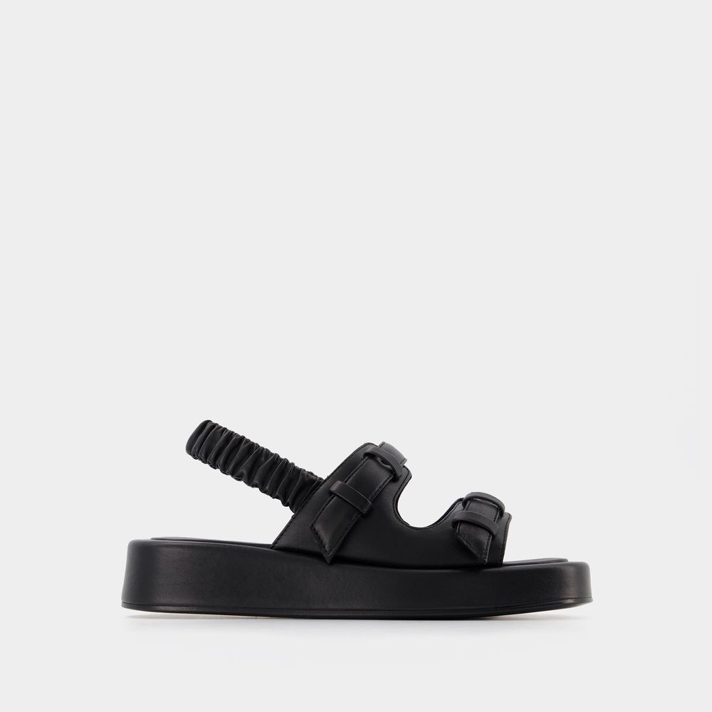 Shop Elleme Loop Platform Slides -  - Black - Leather