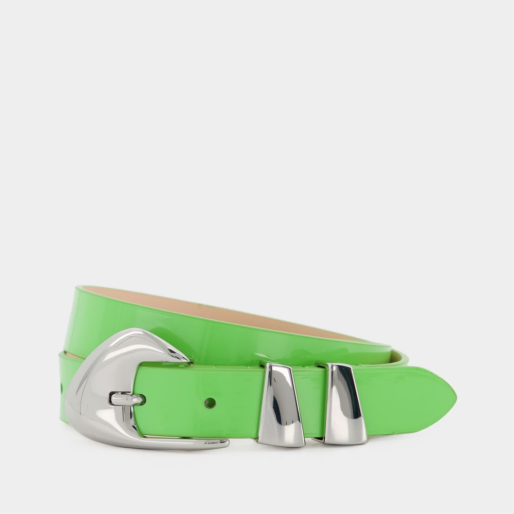 Shop By Far Moore Belt -  - Green - Patent Leather