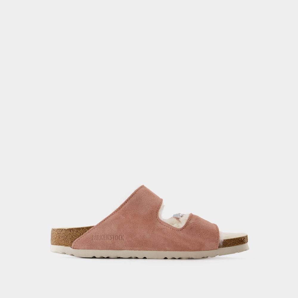 Shop Birkenstock Arizona Shearling Sandals -  - Wool - Pink Clay