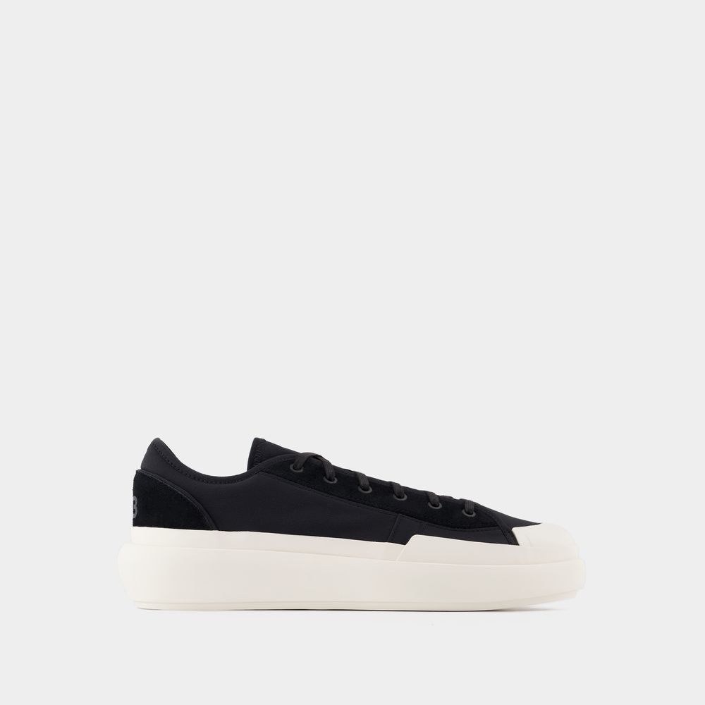 Y-3 AJATU COURT LOW SNEAKERS - Y-3 - BLACK/OFF-WHITE - LEATHER