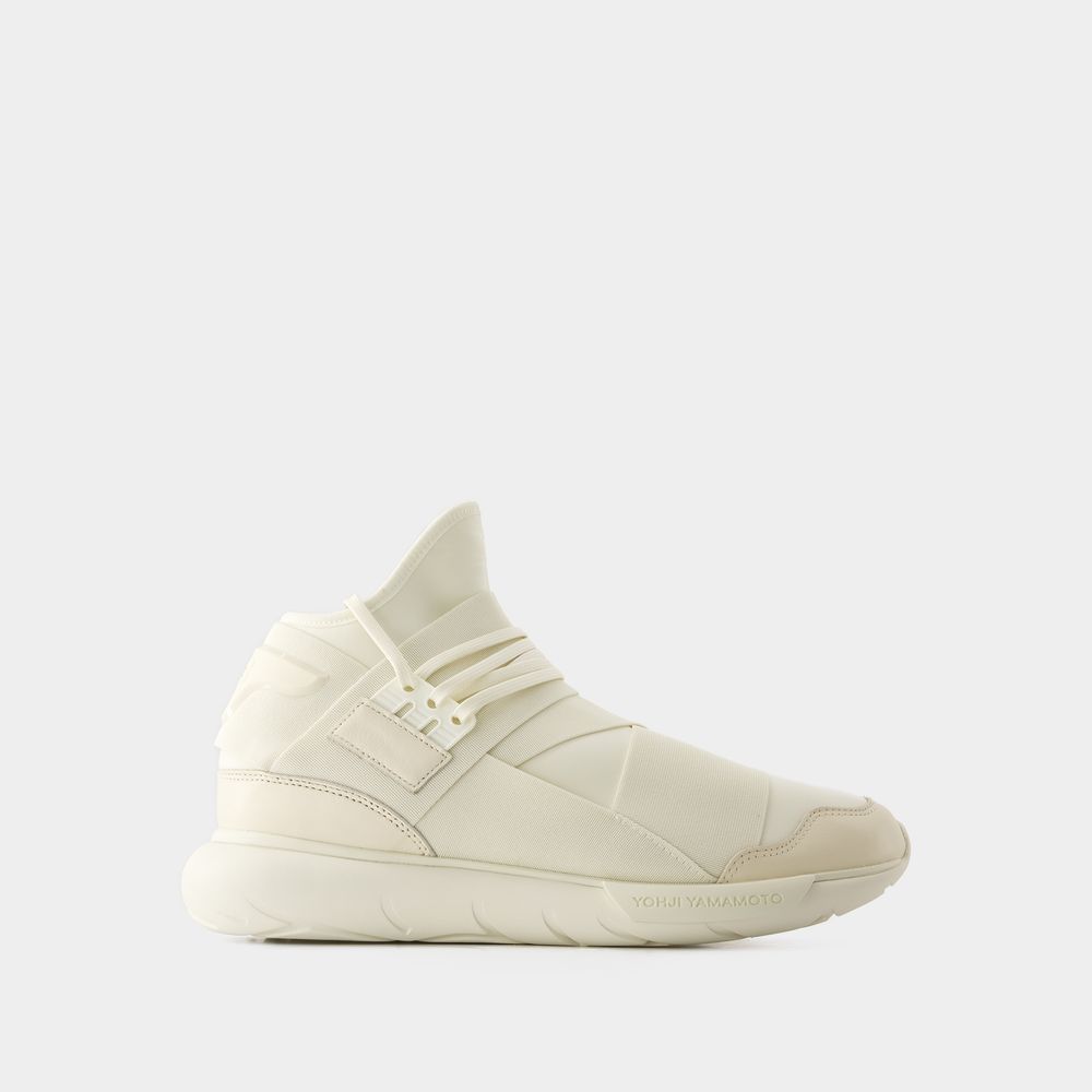 Shop Y-3 Qasa Sneakers -  - Leather - Beige/blanc