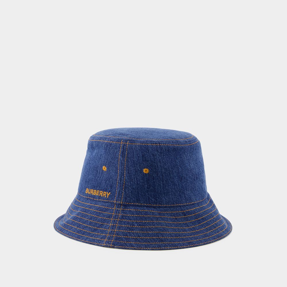 Shop Burberry Mh Washed Denim Bucket Hat -  - Cotton - Washed Indigo In Blue