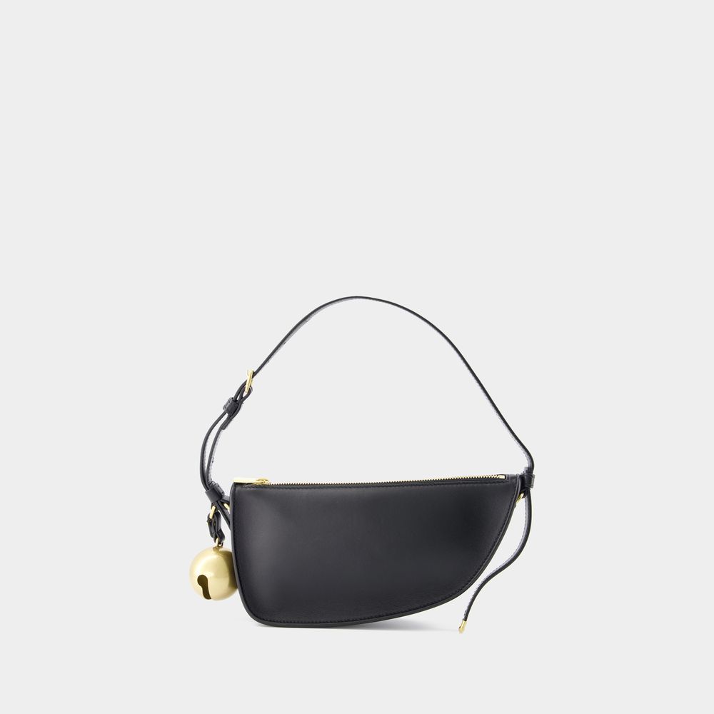 Shop Burberry Shield Sling Mini Shoulder Bag -  - Leather - Black