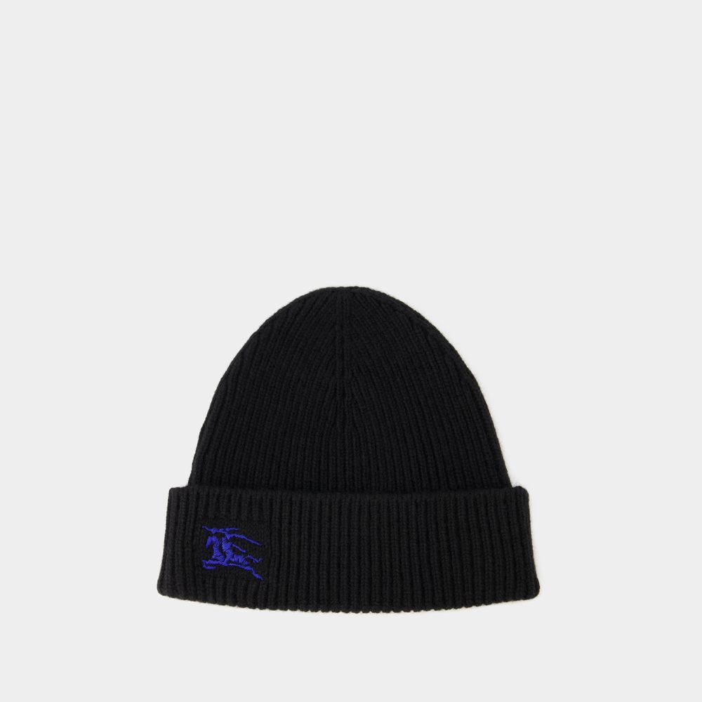 Burberry Ribbed Cashmere Beanie In Black