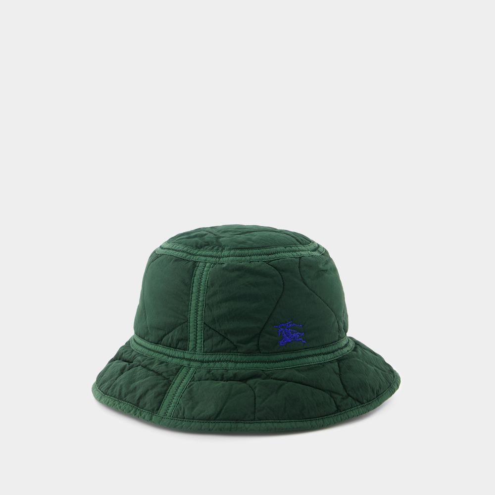 Shop Burberry Quilted Bucket Hat -  - Nylon - Khaki