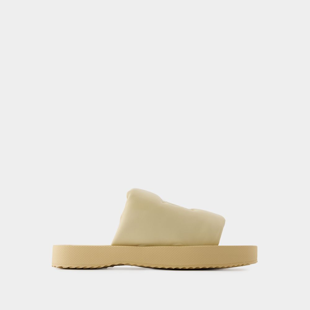 Shop Burberry Lf Knight Slab Sandals-  - Leather - Beige