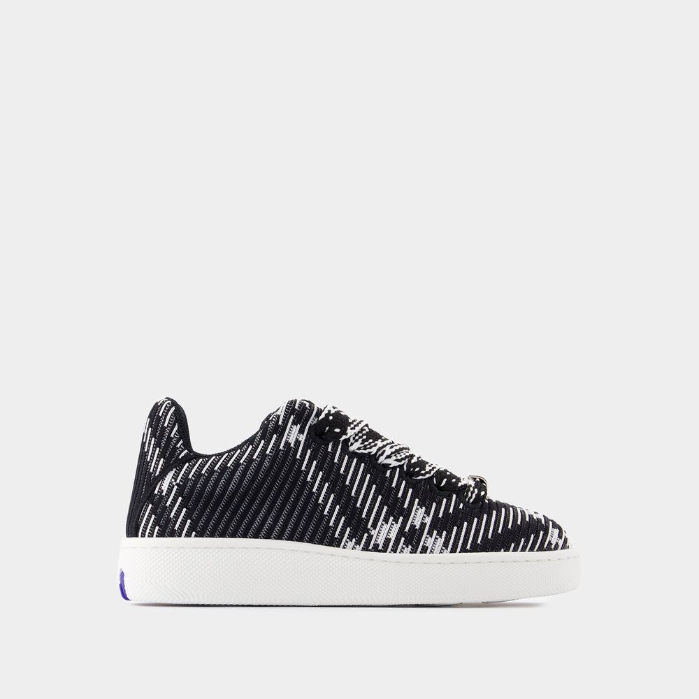 Shop Burberry Lf Box Knit Sneakers -  - Synthetic - Black