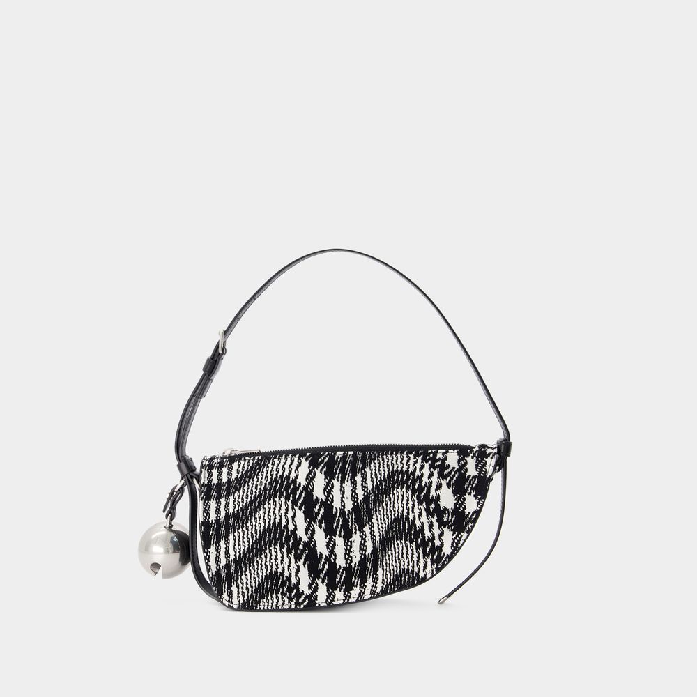 Shop Burberry Shield Sling Small Wallet On Chain -  - Cotton - Black