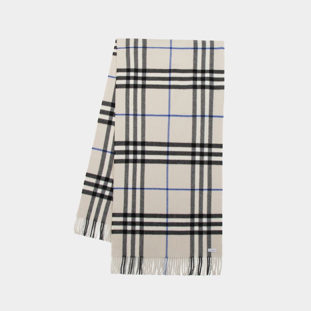 Shop Burberry Giant Check Scarf -  - Cashmere - Neutral