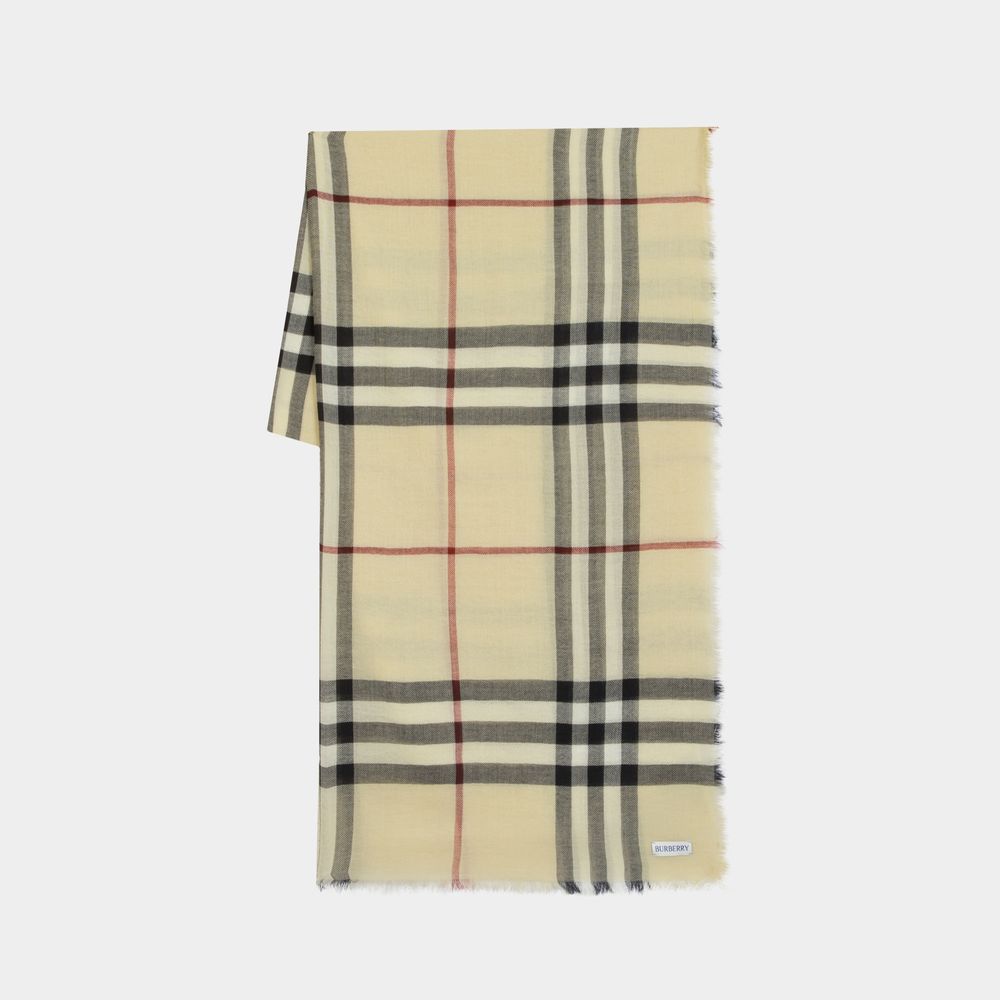 Shop Burberry Giant Check Scarf -  - Wool - Neutral