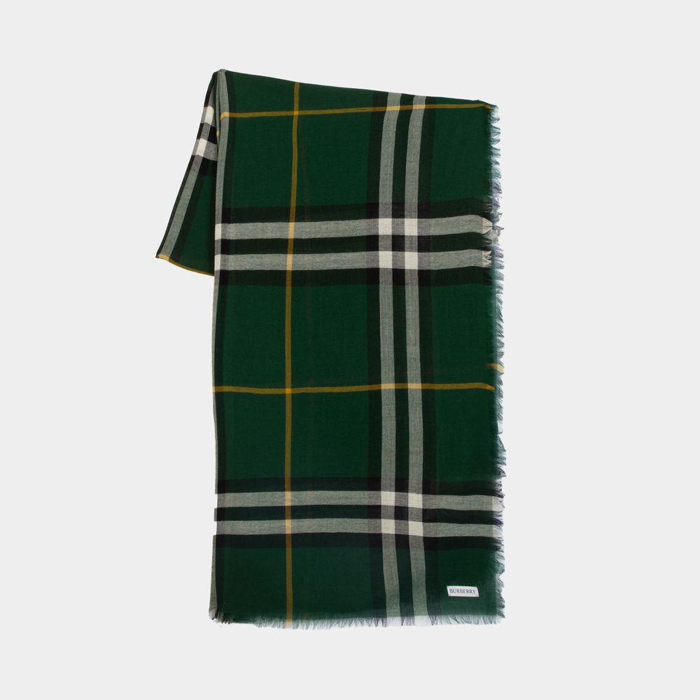 Shop Burberry Giant Check Scarf -  - Wool - Green