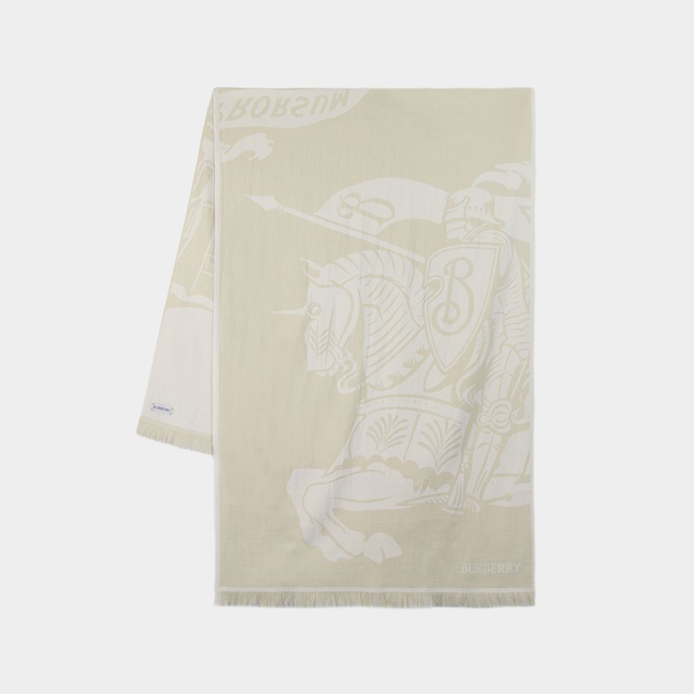 Shop Burberry Large Ekd Scarf -  - Cotton - Beige