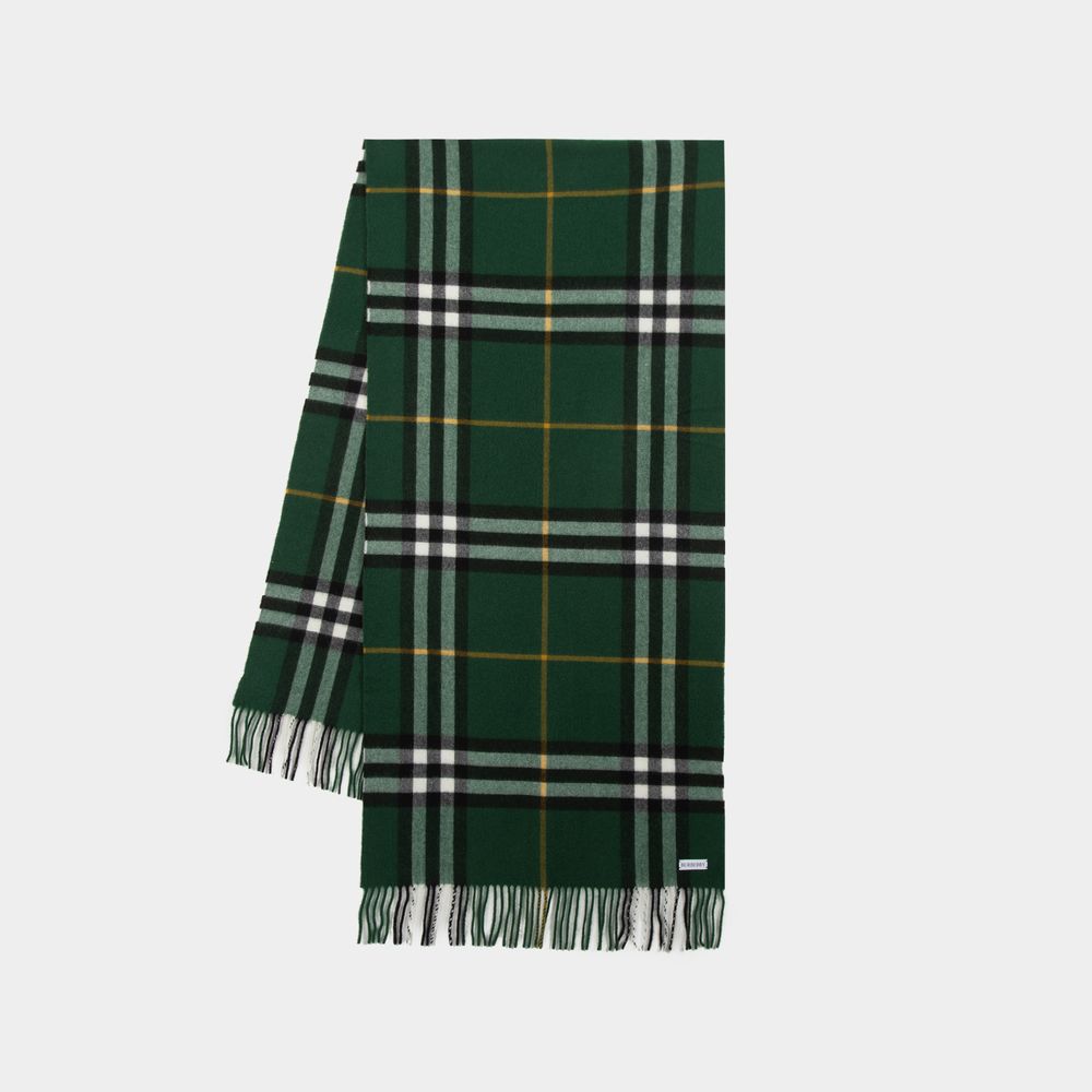 BURBERRY GIANT CHECK SCARF - BURBERRY - CASHMERE - GREEN 