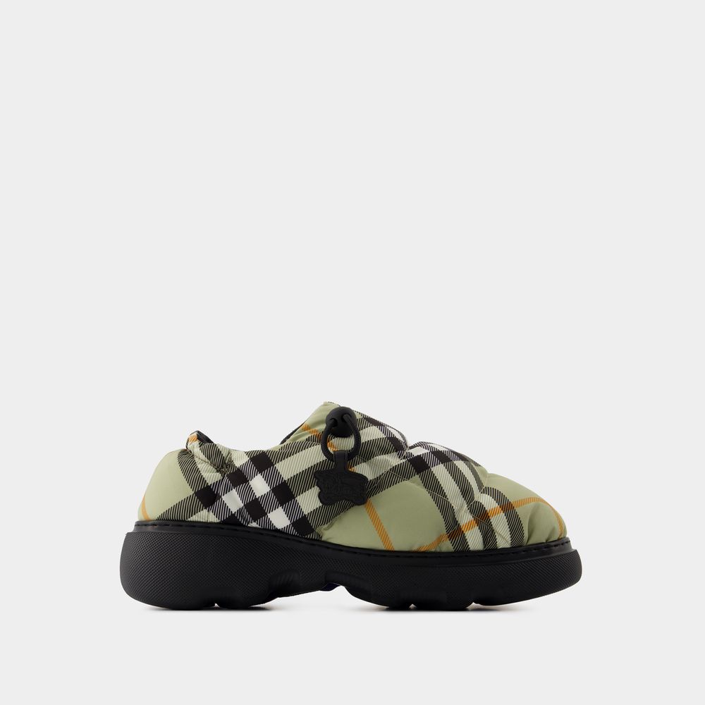 Burberry Printed Fabric Pillow Check Slip Ons In Multi
