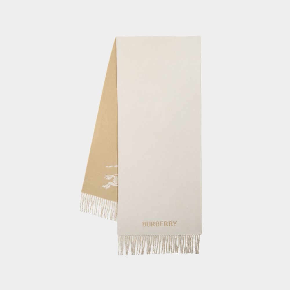 Shop Burberry Knight Logo Scarf -  - Cashmere - Beige