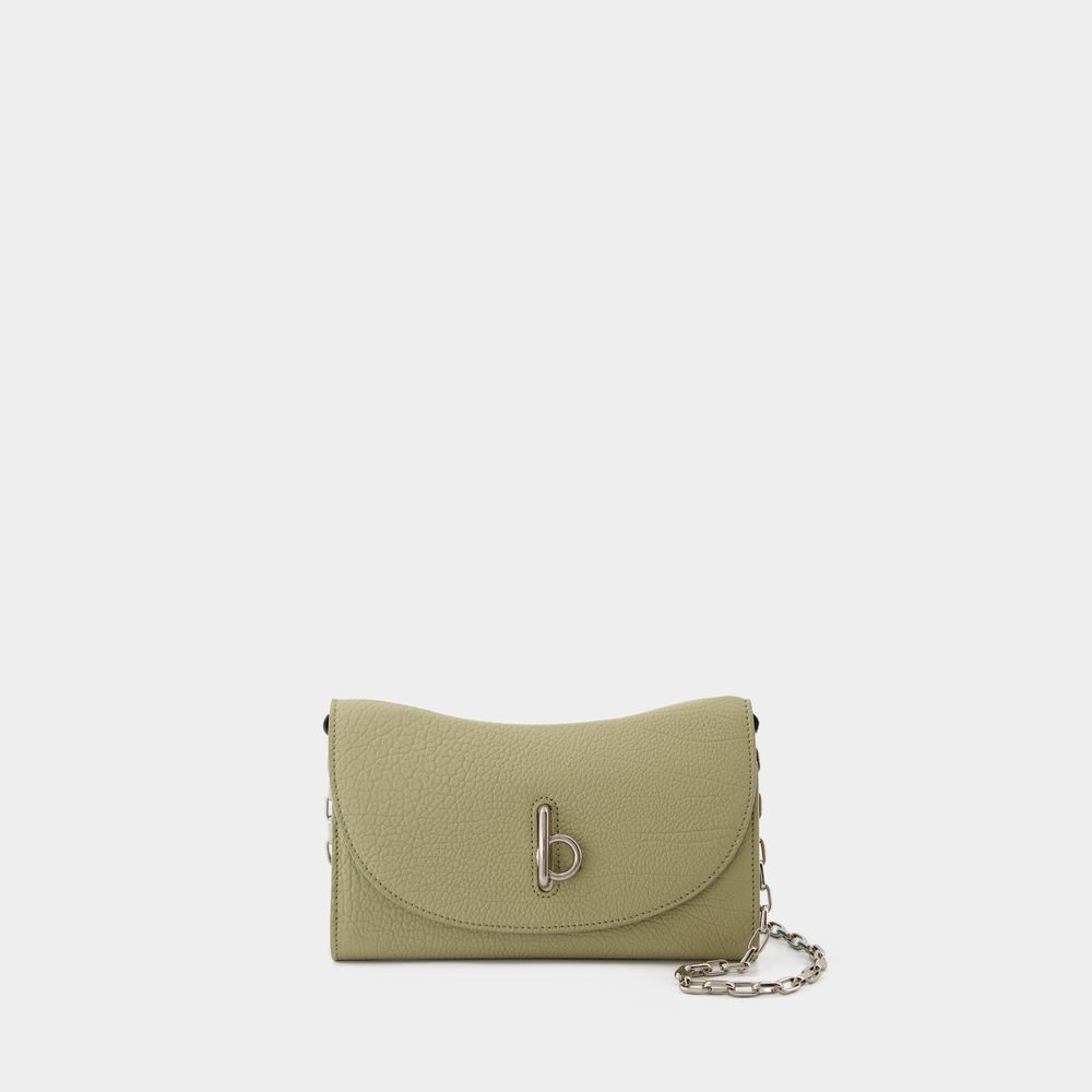 Shop Burberry Rocking Horse Wallet On Chain -  - Leather - Beige