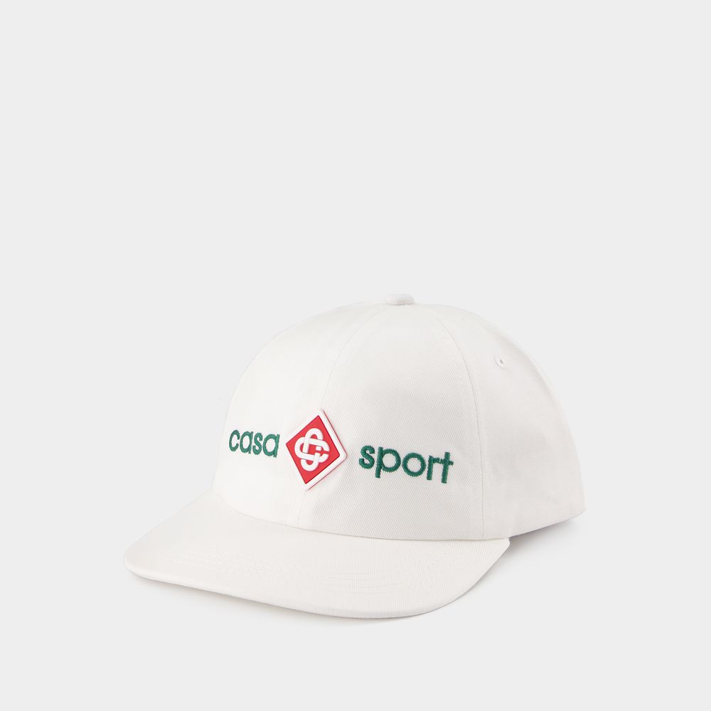 casquette brodée casa sport logo - casablanca - coton - blanc