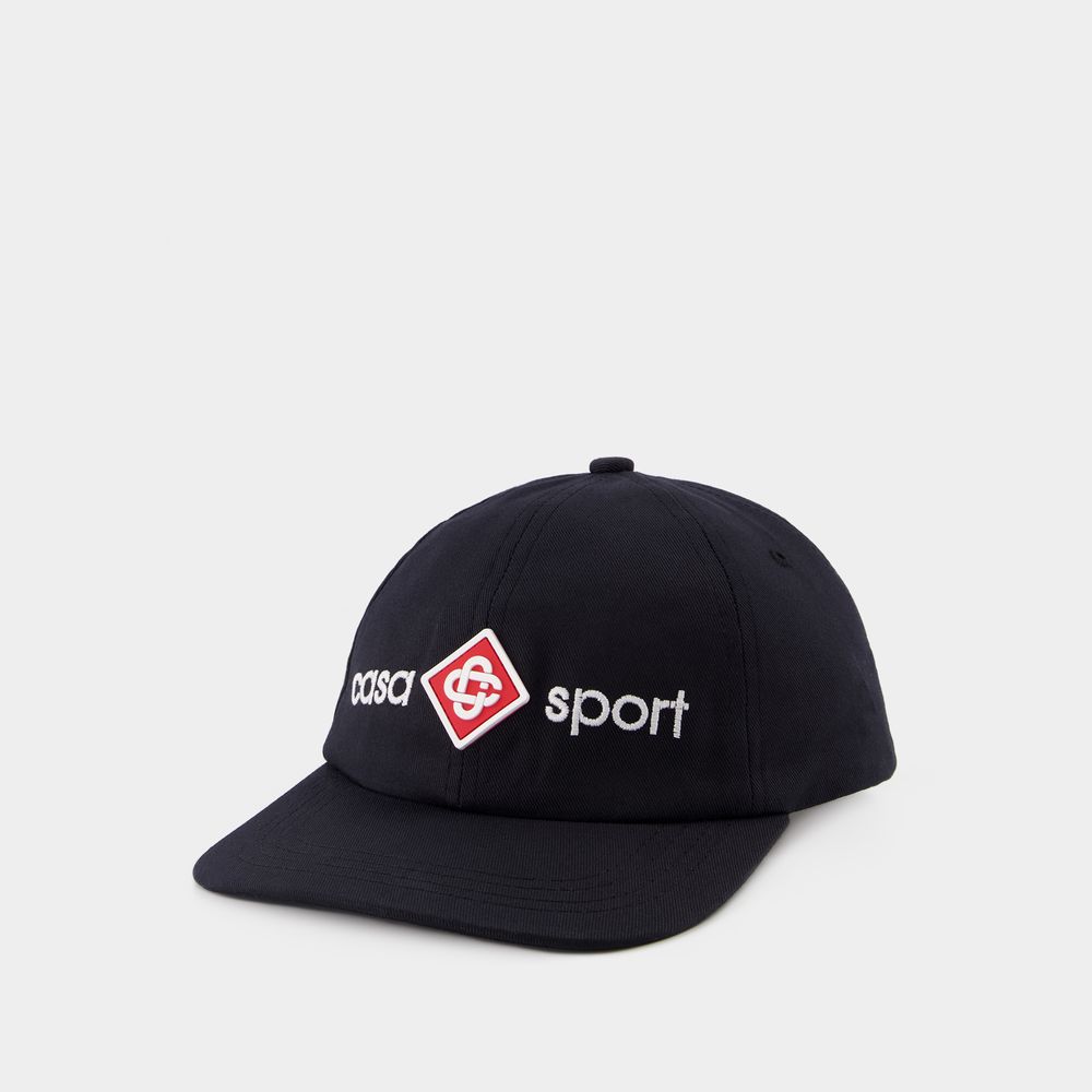 Shop Casablanca Embroidered Casa Sport Logo Hat -  - Black - Cotton