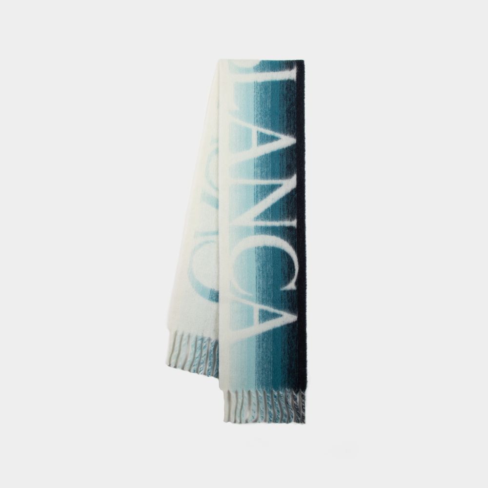 Shop Casablanca Gradient Logo Scarf -  - Alpaca - Blue