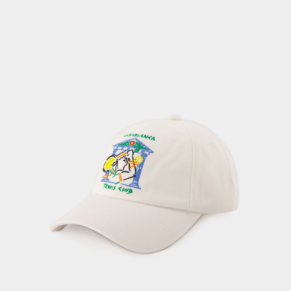 Shop Casablanca Crayon Temple Tennis Club Cap -  - Cotton - White