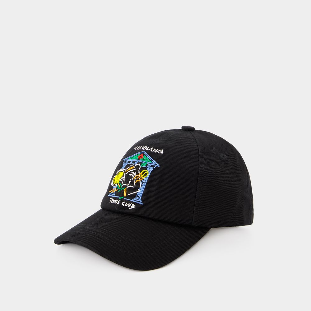 Shop Casablanca Crayon Temple Tennis Club Cap -  - Cotton - Black