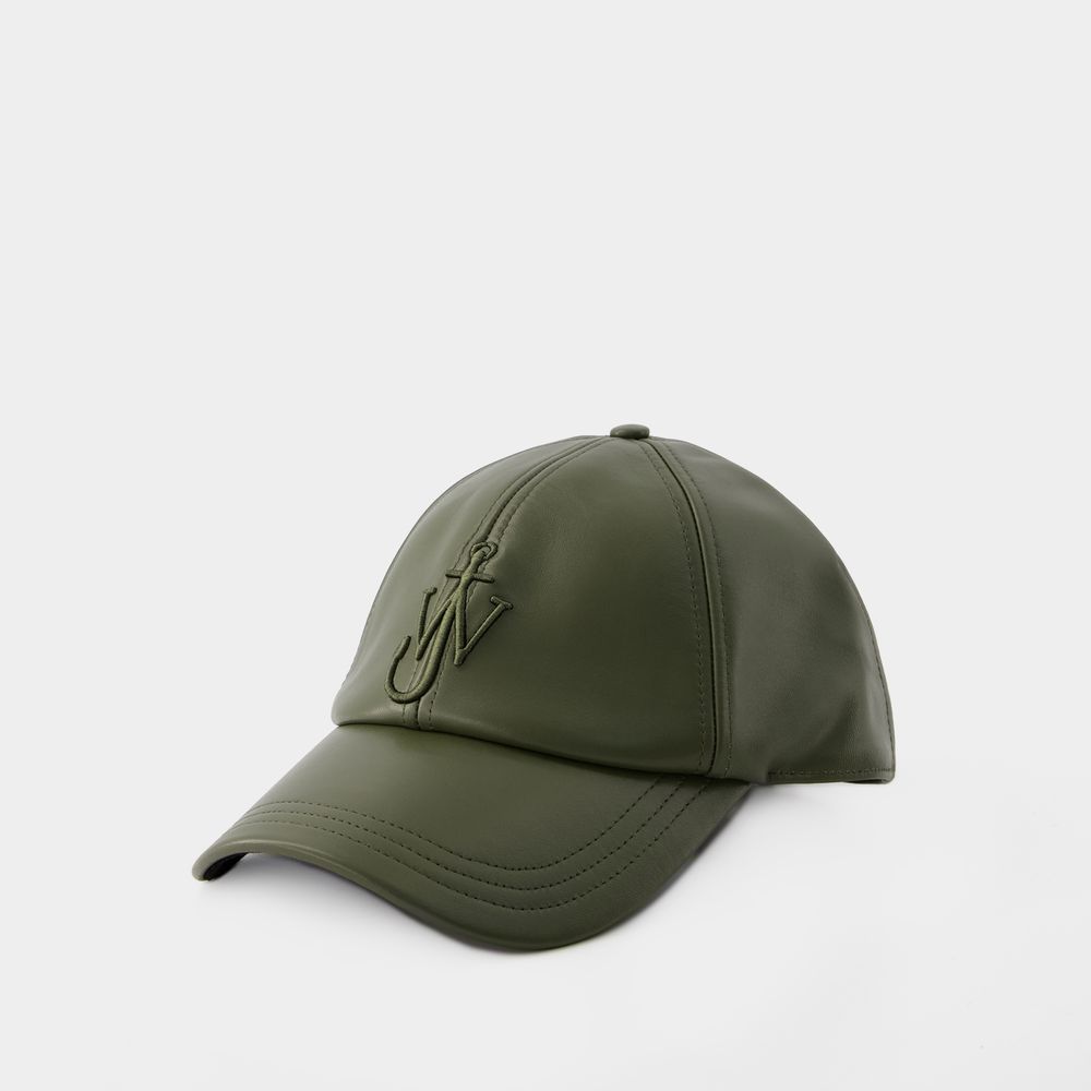 Jw Anderson Baseball Cap - J.w.anderson - Leather - Dark Olive In Khaki