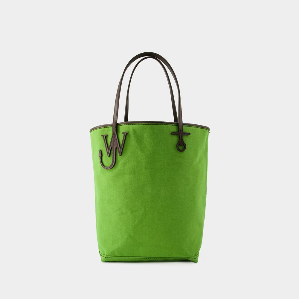 Shop Jw Anderson Anchor Tall Tote Bag - J.w. Anderson - Canvas - Green/brown
