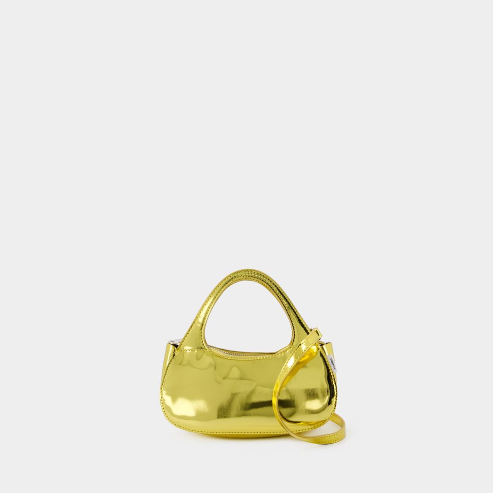 Shop Coperni Metallic Micro Baguette Swipe Bag -  - Synthetic - Gold