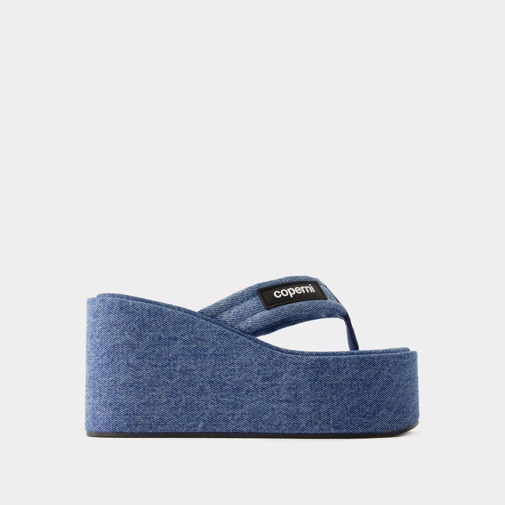 Shop Coperni Wedge Sandals -  - Canvas - Washed Blue