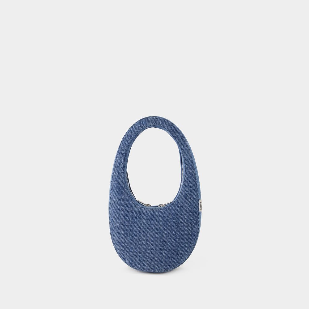 Shop Coperni Denim Mini Swipe Bag -  - Canvas - Washed Blue