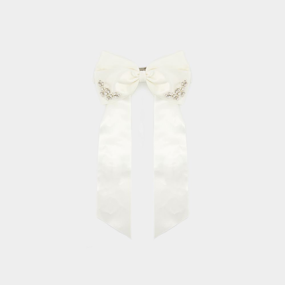 Simone Rocha Embellished Bow Hairclip -  - Satin - Beige In White