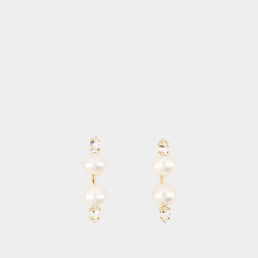 Shop Simone Rocha Boucles D'oreilles Double Ended -  - Perle - Beige