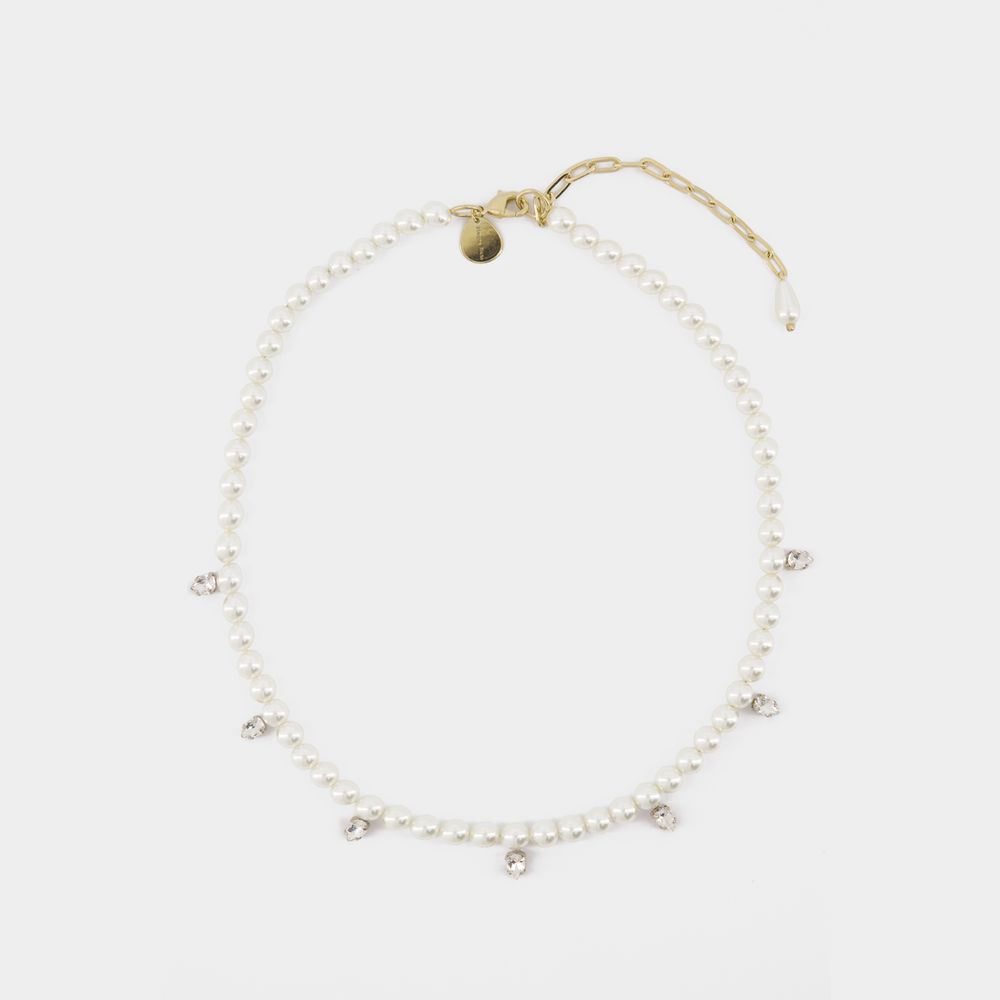 SIMONE ROCHA PEARL & CRYSTAL DAGGER NECKLACE - SIMONE ROCHA - PEARL - BEIGE