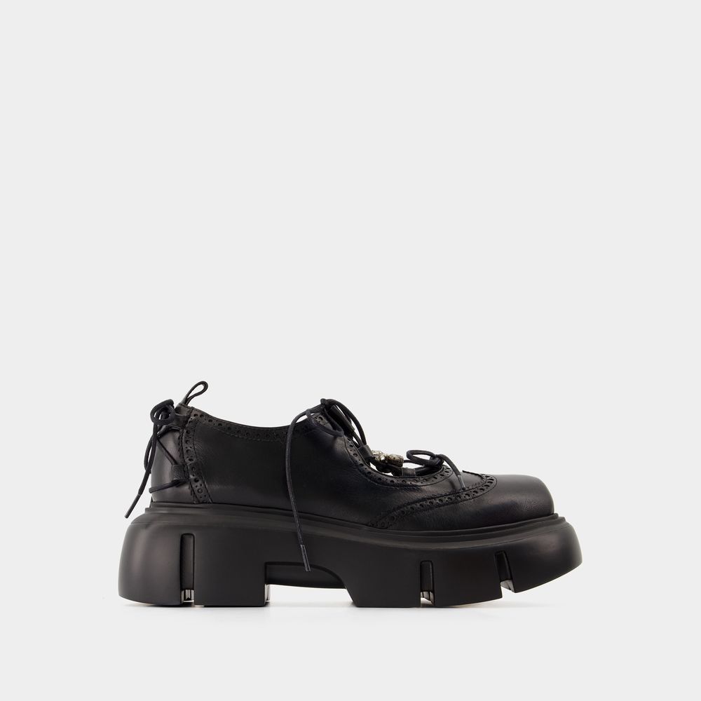Shop Simone Rocha Sneakers Ghillie Brogue - - Cuir - Noir In Black