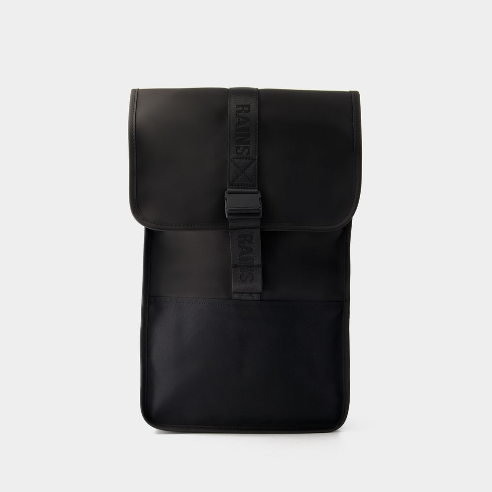 Rains 1364 velcro rolltop backpack in black