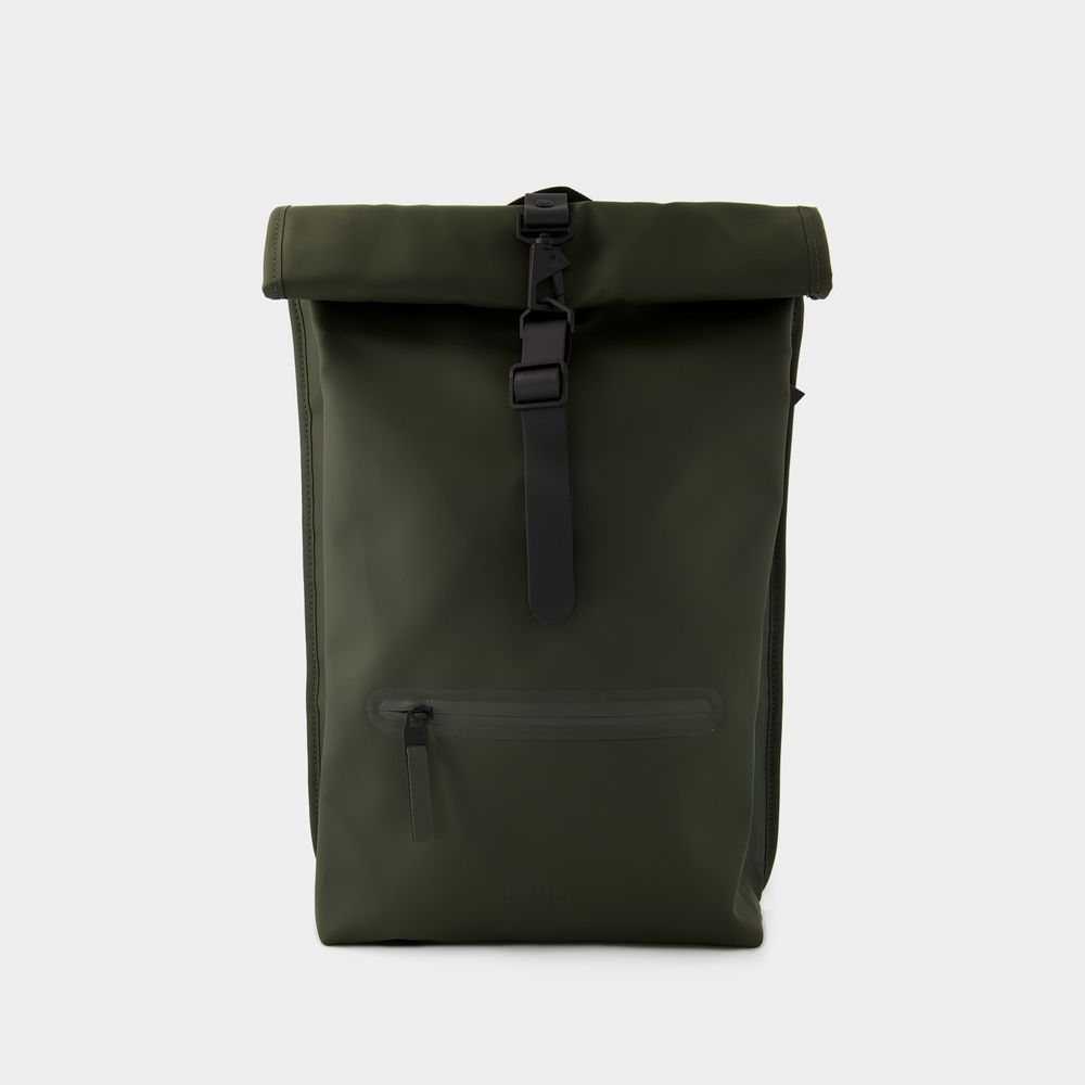 Shop Rains Rolltop Rucksack Backpack -  - Synthetic - Green