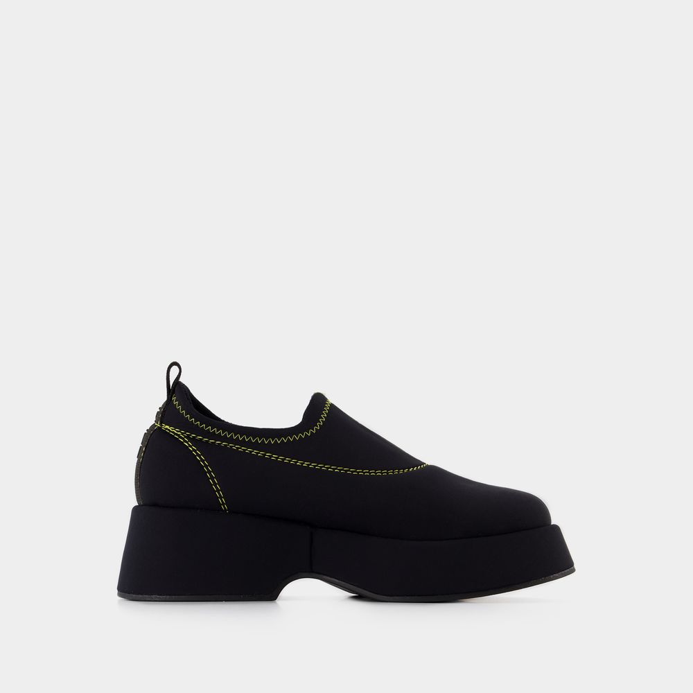 Shop Ganni Retro Flatform Loafers -  - Synthetic - Black