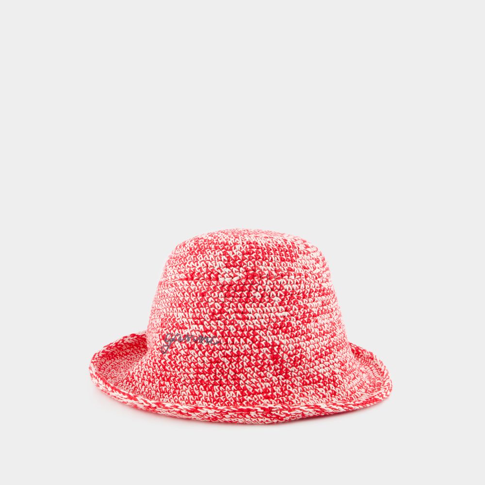 Shop Ganni Crochet Bucket Hat -  - Cotton - White