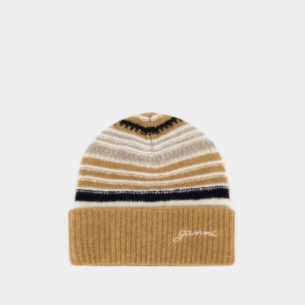 Shop Ganni Beanie -  - Wool - Orange