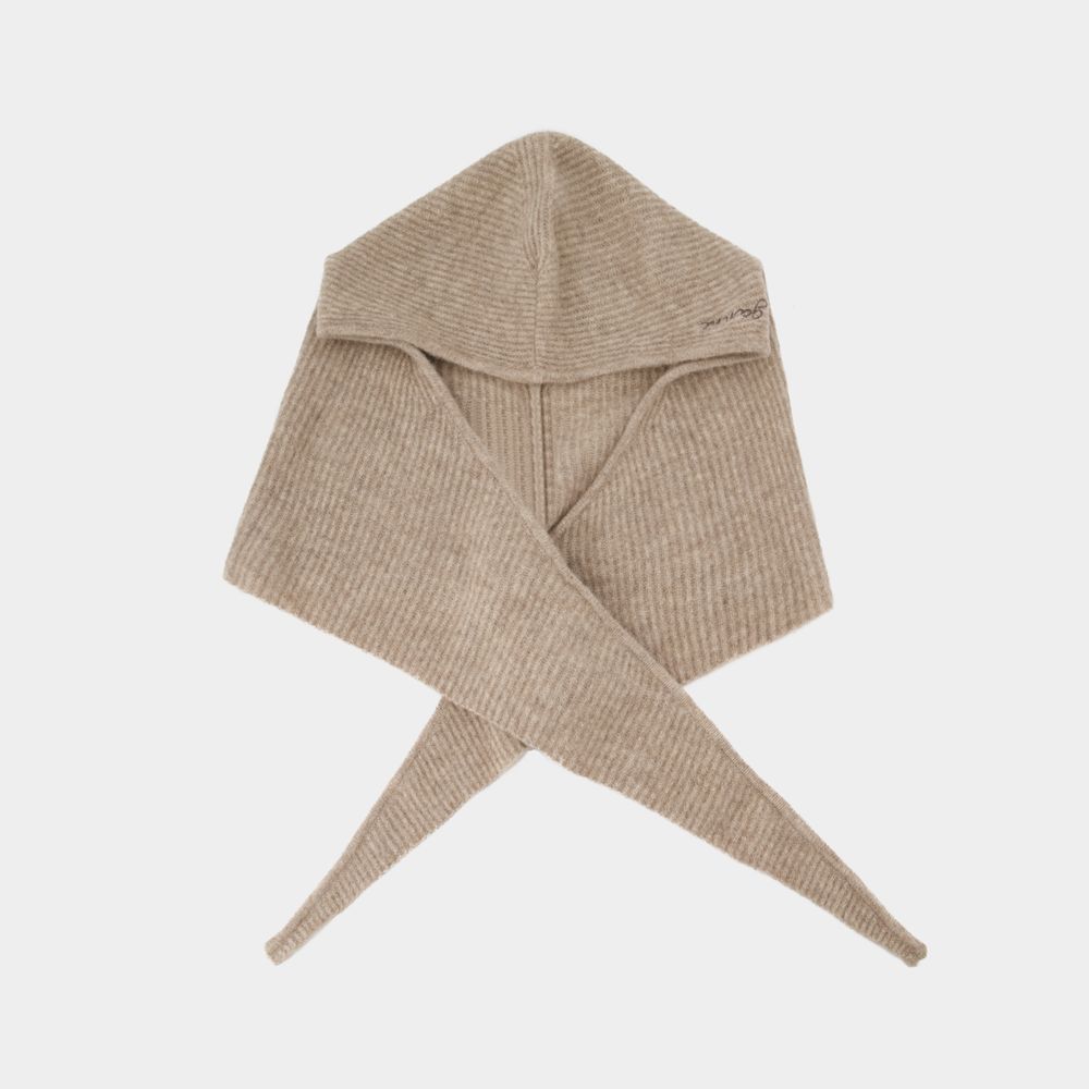 Ganni Soft Wool Balaclava In Neutral