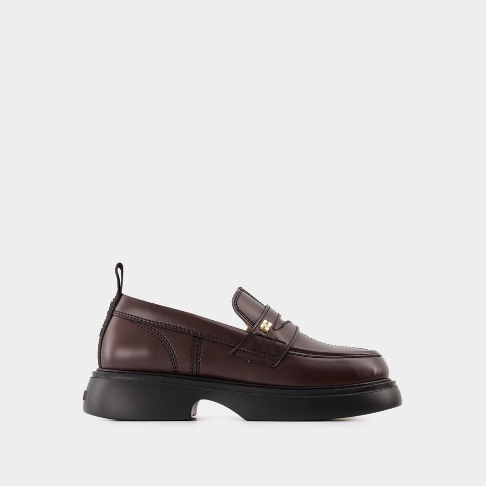 Shop Ganni Mocassins Everyday -  - Cuir Synthétique - Chocolat Fondant In Brown