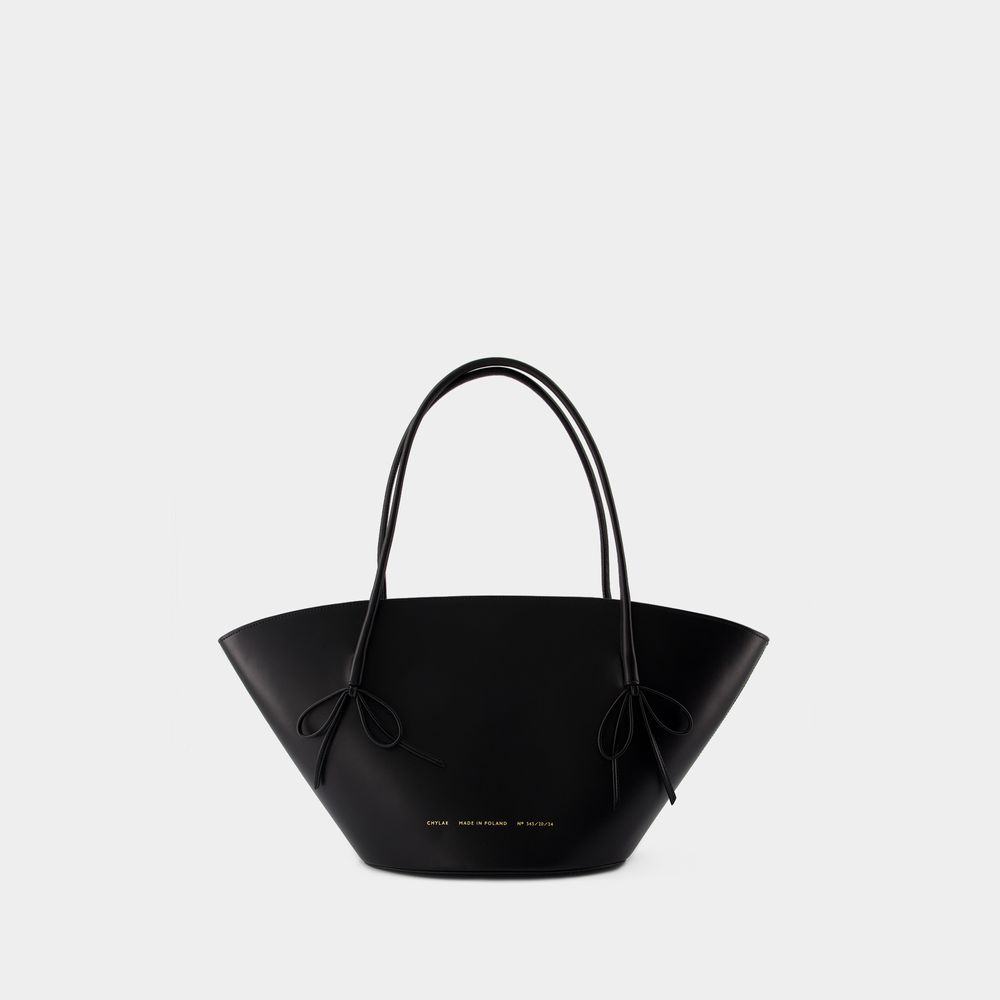 Shop Chylak Big Shopper Bag With Bows -  - Leather - Black