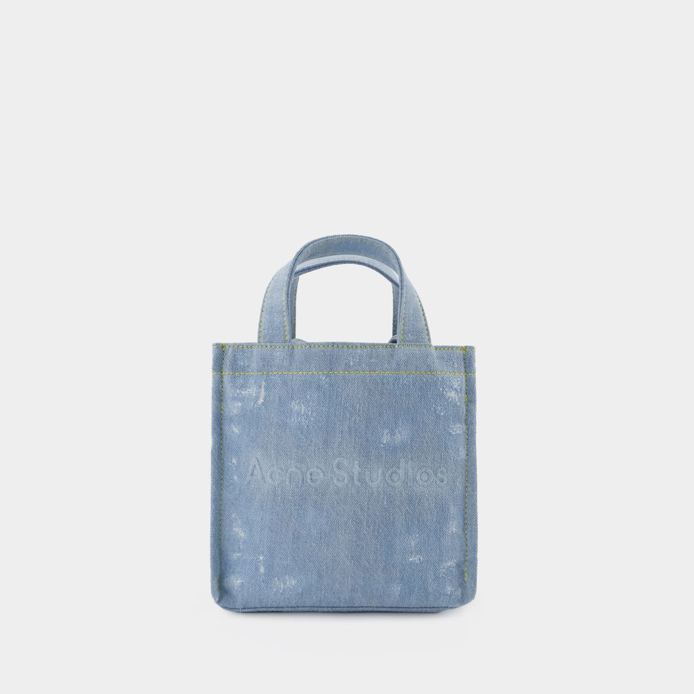 Shop Acne Studios Logo Mini Tote Bag -  - Blue  - Denim