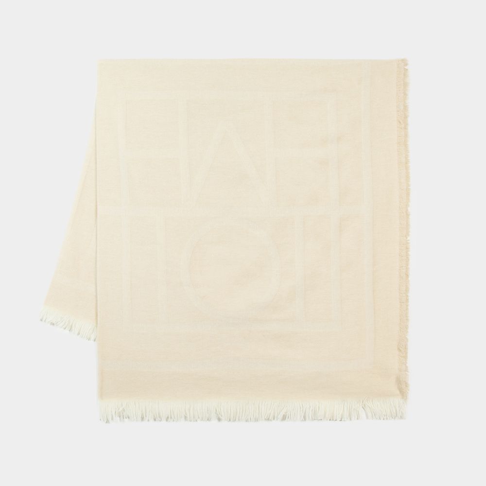 Shop Totême Monogram Scarf - Toteme - Wool - Macadamia White