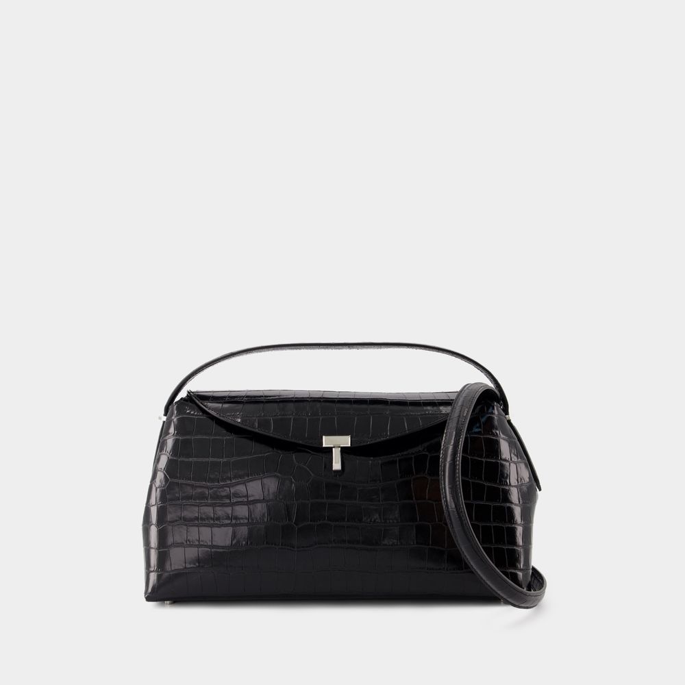 TOTÊME T-LOCK TOP HANDLE BAG - TOTEME - LEATHER  - BLACK 